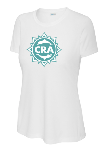 CRA Dolphins LADIES Moisture Wick Tee - White - PICK YOUR BACK - Adult