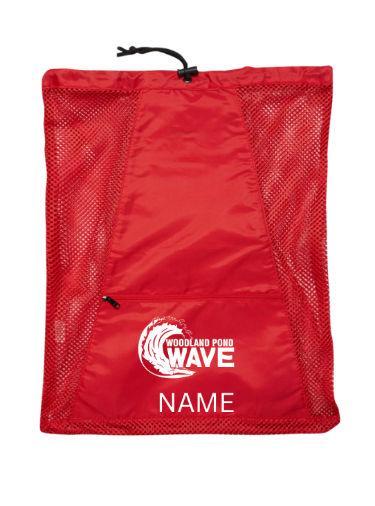 Woodland Pond Wave Embroidered Mesh Backpack- Red