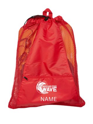 Woodland Pond Embroidered Mesh Backpack- Red Woodland Pond Embroidered Mesh Backpack- Red