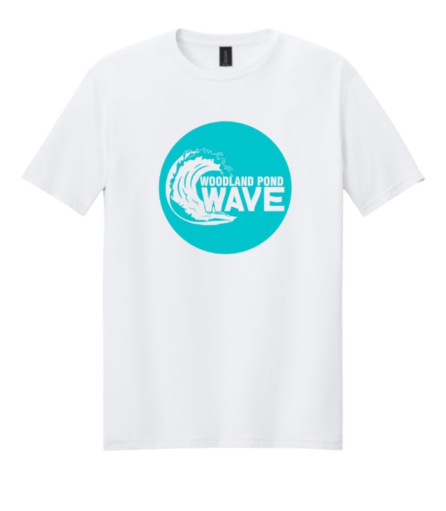 Woodland Pond Wave T-Shirt - Turquoise Team Logo - White - Adult & Youth Sizes Woodland Pond Wave T-Shirt - Turquoise Team Logo - White - Adult & Youth Sizes