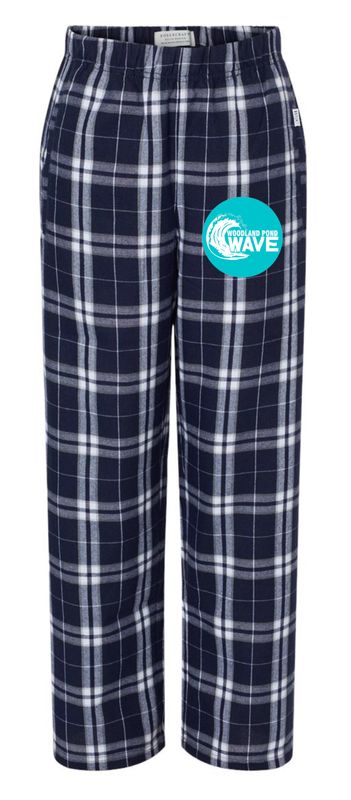 Woodland Pond Wave Flannel Pajama Pants - Navy Plaid- Adult & Youth Sizes Woodland Pond Wave Flannel Pajama Pants - Navy Plaid- Adult & Youth Sizes