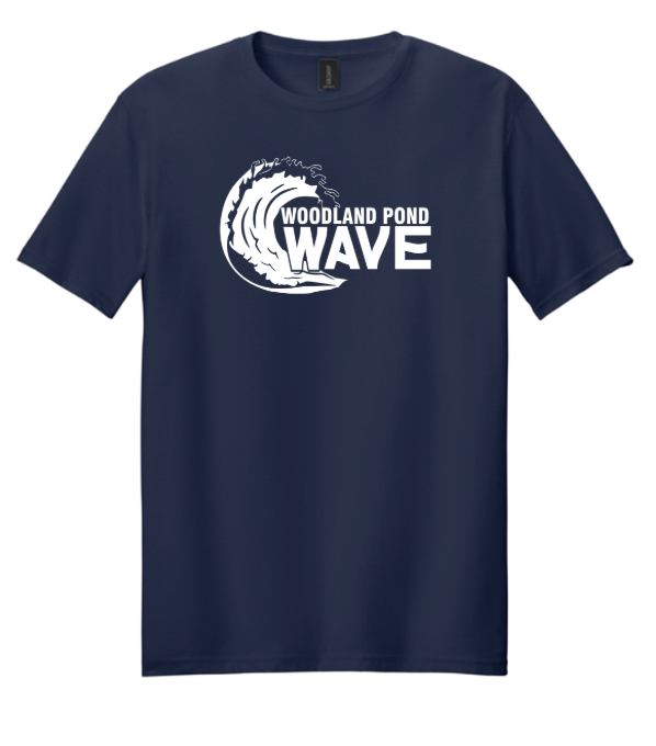 Woodland Pond Wave T-Shirt - White Team Logo - Navy, Red, Heather Red or Heather Navy - Adult & Youth Sizes