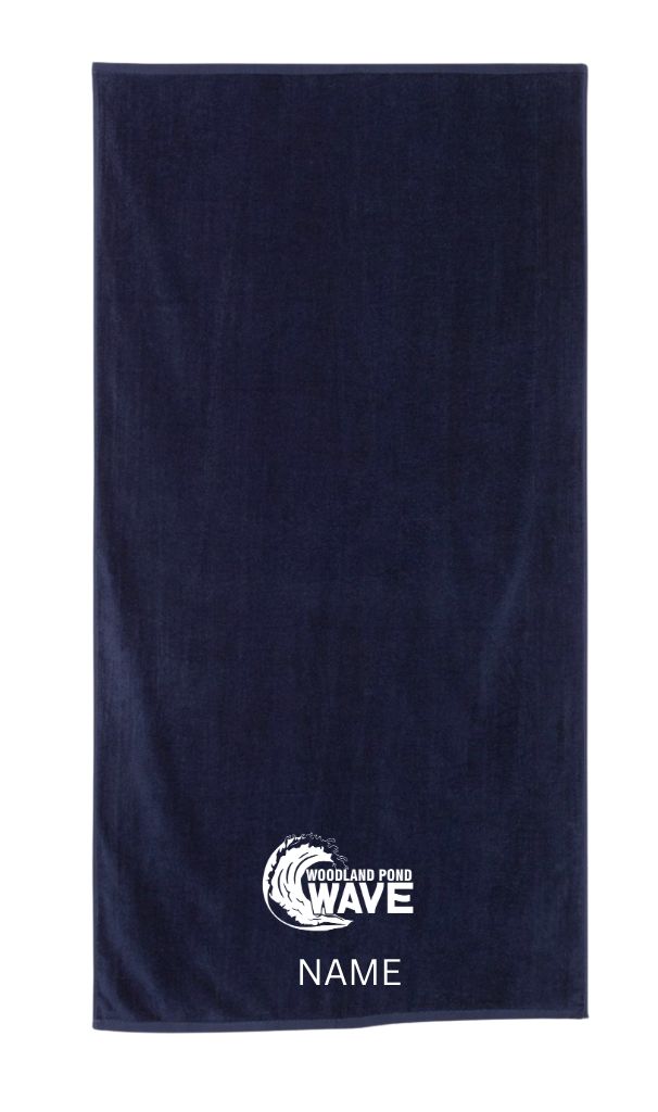 Woodland Pond Embroidered Beach Towel- Navy Woodland Pond Embroidered Beach Towel- Navy