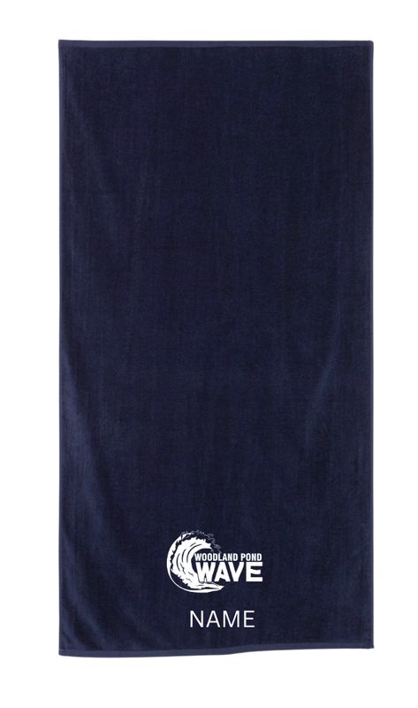 Woodland Pond Wave Embroidered Beach Towel- Navy Woodland Pond Wave Embroidered Beach Towel- Navy