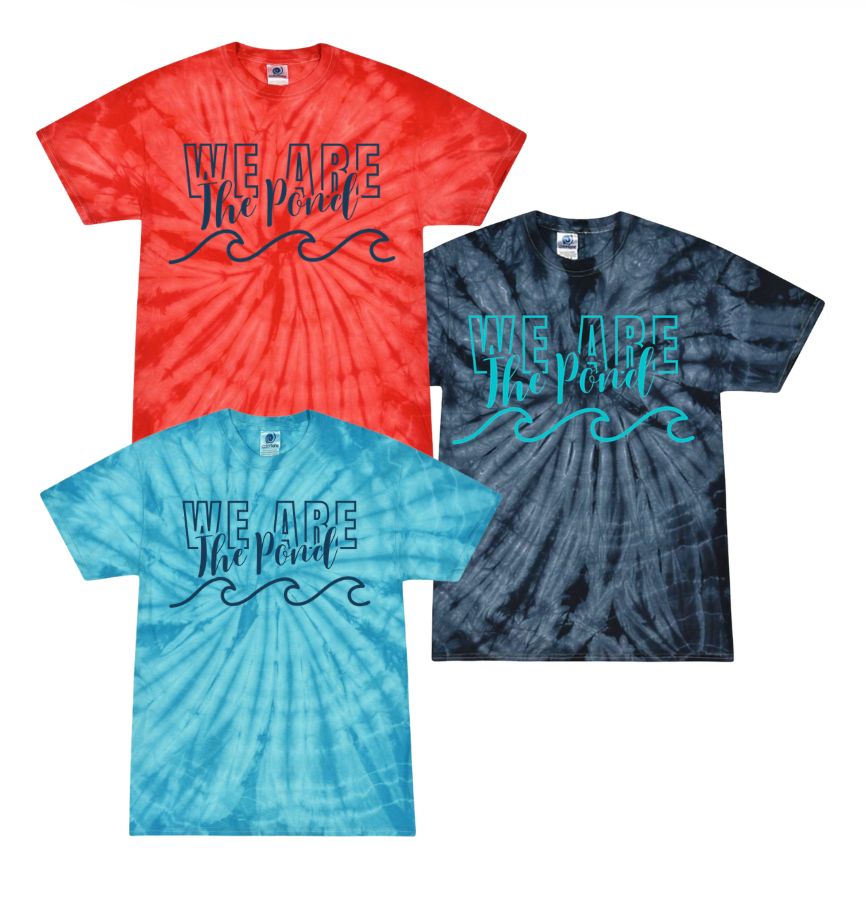 Woodland Pond Wave TIE DYE T-Shirt - We Are The Pond Logo - Spider Turquoise, Spider Navy or Spider Red - Youth & Adult Sizes Woodland Pond Wave TIE DYE T-Shirt - We Are The Pond Logo - Spider Turquoise, Spider Navy or Spider Red - Youth & Adult Sizes