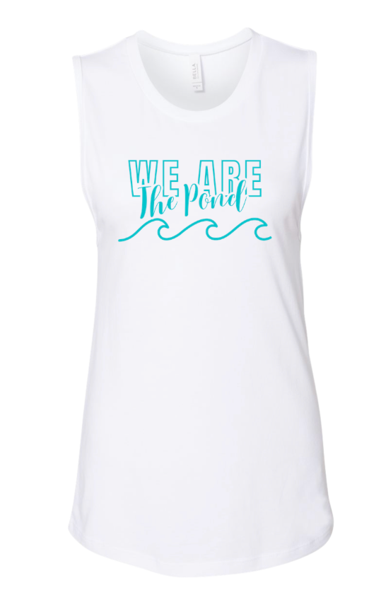 Woodland Pond Wave Ladies Muscle Tank Top - White - 2 Designs - Adult Sizes