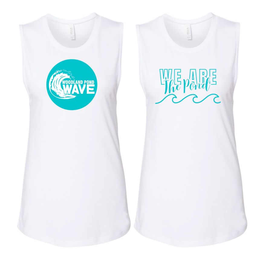 Woodland Pond Wave Ladies Muscle Tank Top - White - 2 Designs - Adult Sizes
