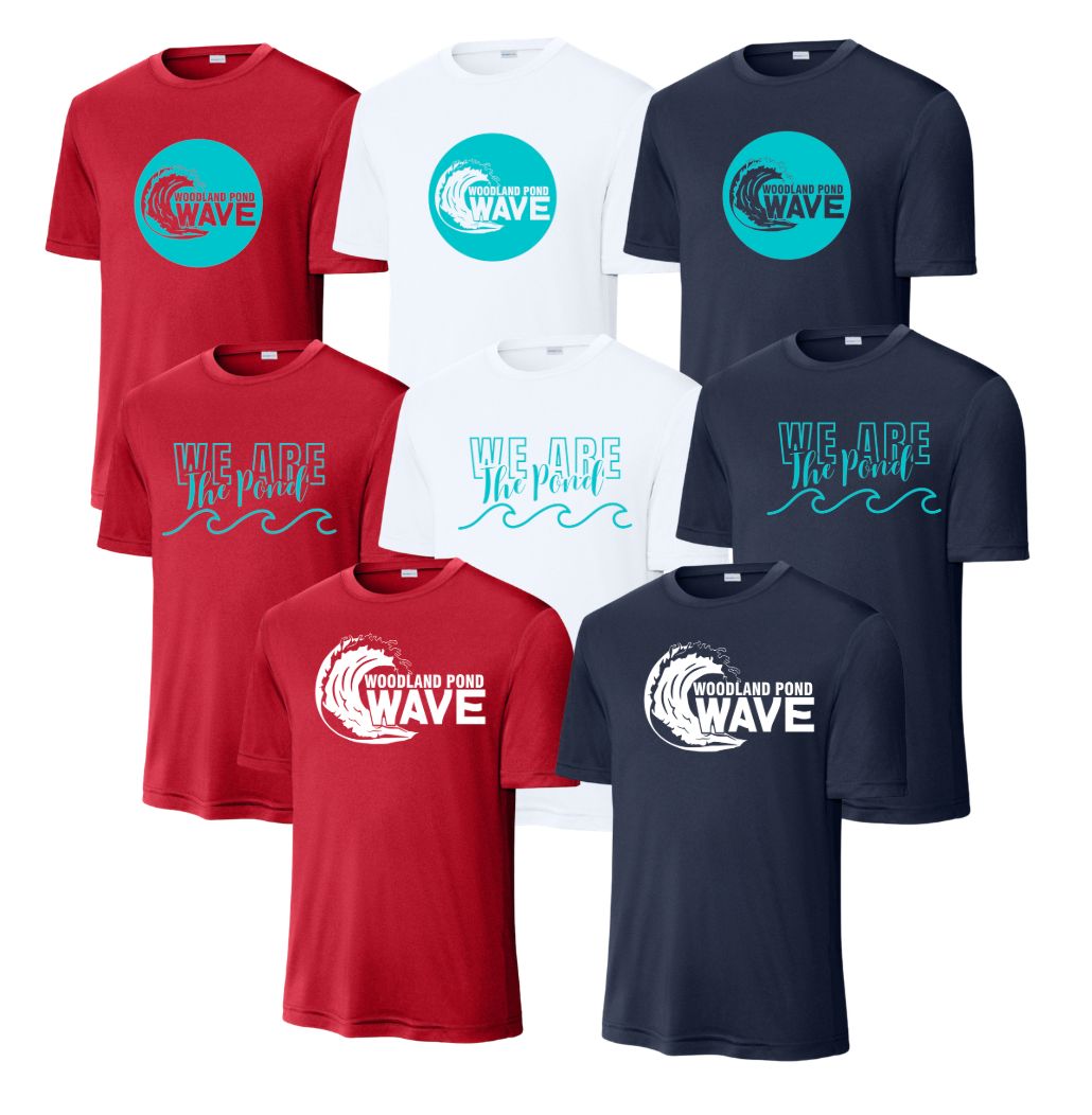 Woodland Pond Wave Moisture Wick Tee -White, Red or Navy - 3 Design Options - YOUTH
