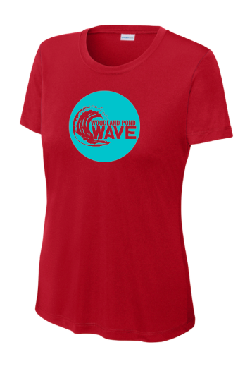 Woodland Pond Wave Ladies Moisture Wick Tee - White, Red or Navy - 3 Design Options - Adult LADIES