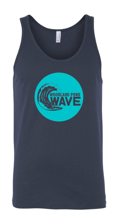 Woodland Pond Wave Unisex Jersey Tank Top - White, Red or Navy - Turquoise Team Logo - Adult Sizes