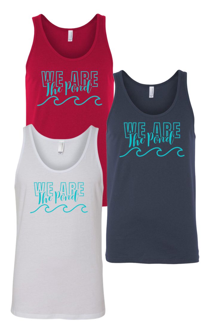 Woodland Pond Wave YOUTH Jersey Tank Top - White, Navy or Red - We Are The Pond Logo - Youth Sizes Woodland Pond Wave YOUTH Jersey Tank Top - White, Navy or Red - We Are The Pond Logo - Youth Sizes