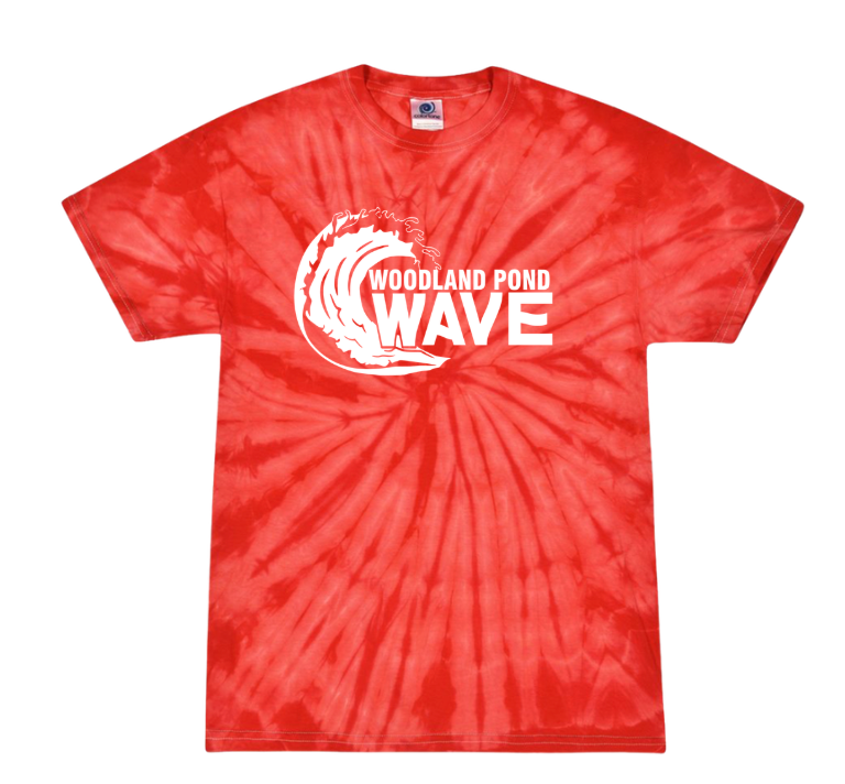 Woodland Pond Wave TIE DYE T-Shirt - White Team Logo - Union Jack, Spider Turquoise, Spider Navy or Spider Red - Youth & Adult Sizes