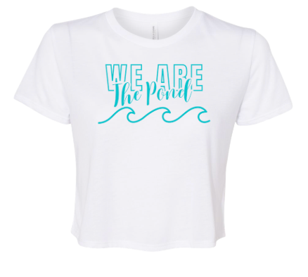 Woodland Pond Wave Ladies Flowy Crop Tee - White - 2 Designs - Adult