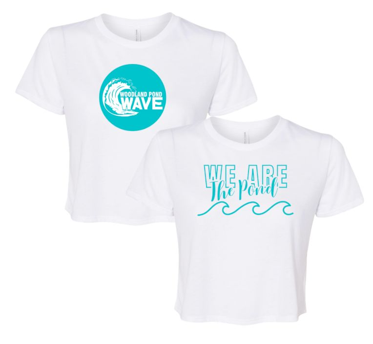 Woodland Pond Wave Ladies Flowy Crop Tee - White - 2 Designs  - Adult