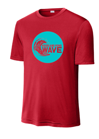 Woodland Pond Wave Mens Moisture Wick Tee - White, Red or Navy- 3 Design Options - Adult MENS