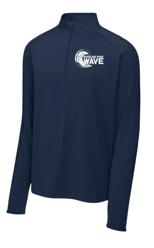 Woodland Pond Wave Embroidered Mens Sport-Wik 1/4 Zip Pull Over - Navy Woodland Pond Wave Embroidered Mens Sport-Wik 1/4 Zip Pull Over - Navy