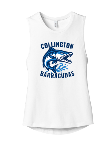 Collington Barracudas Ladies Muscle Tank Top - White - 6 Design Options - Adult
