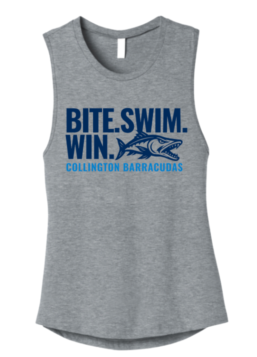 Collington Barracudas Ladies Muscle Tank Top - Athletic Heather - 7 Design Options - Adult