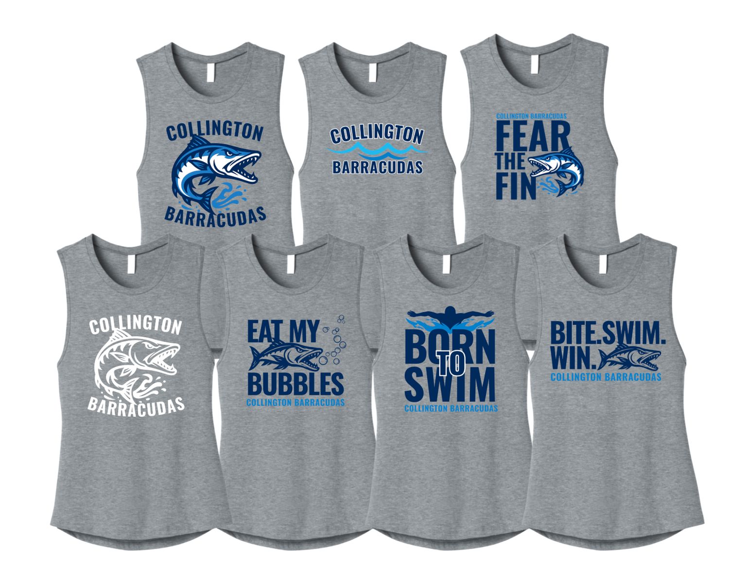 Collington Barracudas Ladies Muscle Tank Top - Athletic Heather - 7 Design Options - Adult Collington Barracudas Ladies Muscle Tank Top - Athletic Heather - 7 Design Options - Adult