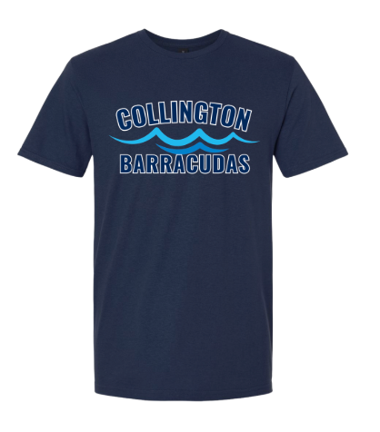 Collington Barracudas WAVES Logo T-Shirt - White, Sport Grey, Navy or Carolina Blue - Youth & Adult Sizes