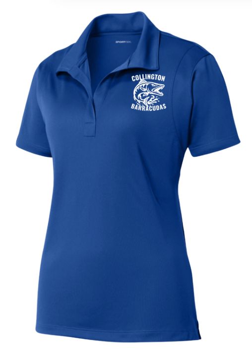 Collington Barracudas Embroidered Ladies Moisture Wick Polo - Royal Collington Barracudas Embroidered Ladies Moisture Wick Polo - Royal