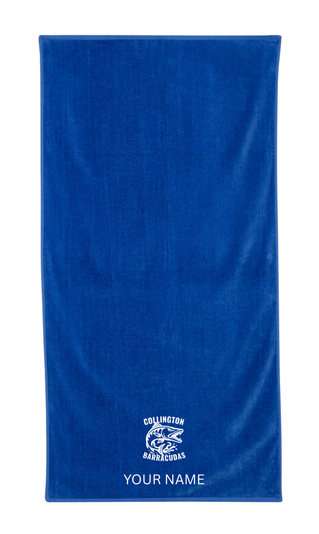 Collington Barracudas Embroidered Beach Towel- Royal or White