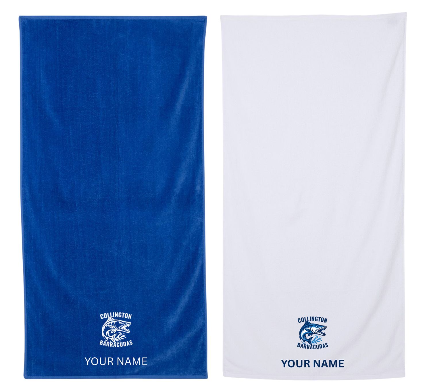 Collington Barracudas Embroidered Beach Towel- Royal or White