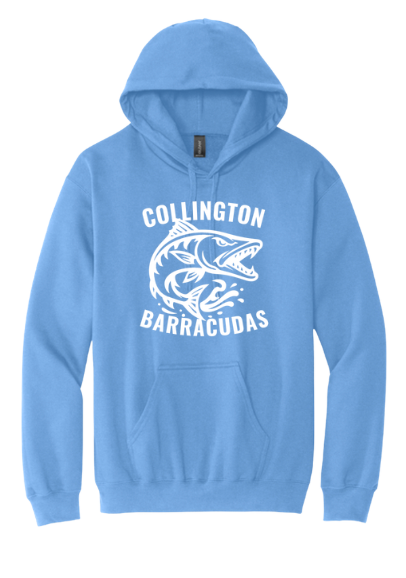 Collington Barracudas Hoodie Sweatshirt - Carolina Blue- 7 Design Options - Adult Sizes