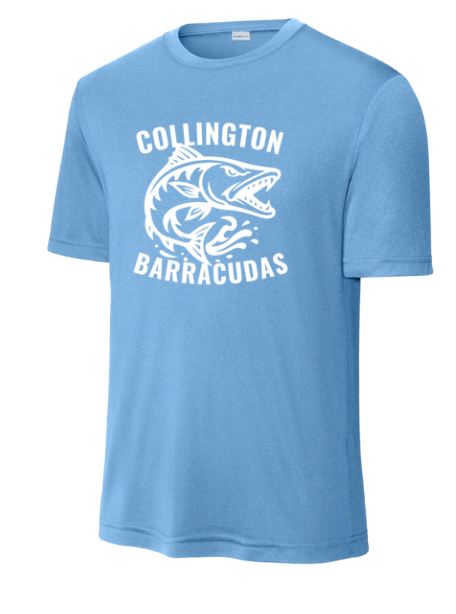 Collington Barracudas MENS Moisture Wick Tee -Carolina Blue - 7 Design Options - Adult