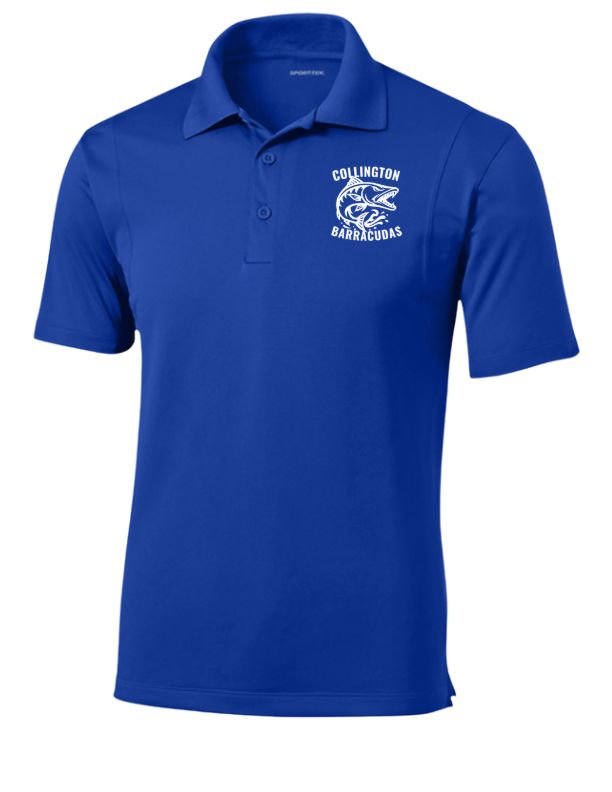 Collington Barracudas Embroidered Mens Moisture Wick Polo - Royal Collington Barracudas Embroidered Mens Moisture Wick Polo - Royal