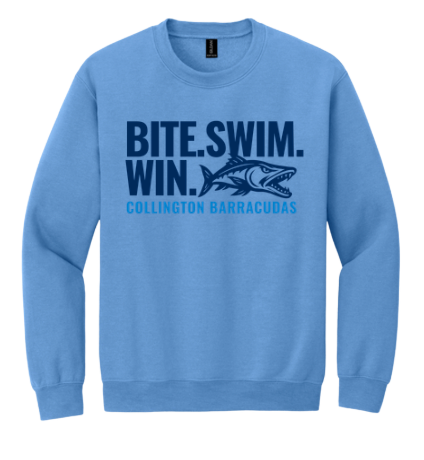 Collington Barracudas Crew Sweatshirt -  Carolina Blue - 7 Design Options - Adult Sizes