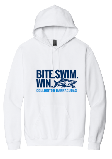 Collington Barracudas Hoodie Sweatshirt - White - 6 Design Options - Youth & Adult Sizes