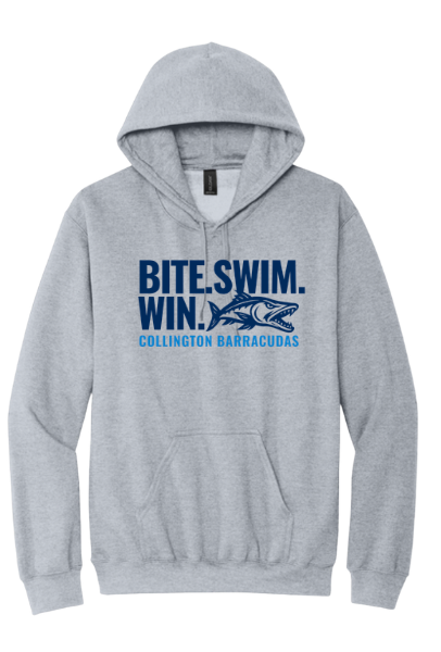 Collington Barracudas Hoodie Sweatshirt - Sport Grey - 6 Design Options - Youth & Adult Sizes