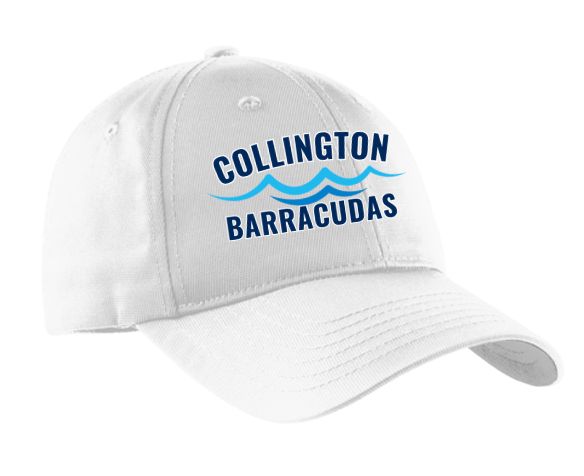 Collington Barracudas Embroidered DryZone Nylon Cap Hat - WHITE Collington Barracudas Embroidered DryZone Nylon Cap Hat - WHITE