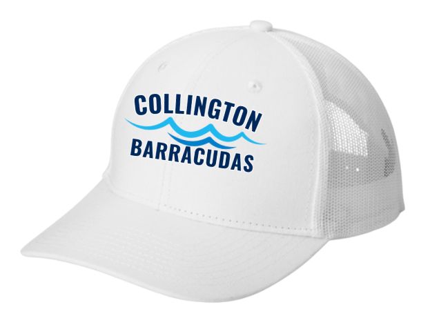 Collington Barracudas Embroidered Snapback Trucker Cap Hat- WHITE Collington Barracudas Embroidered Snapback Trucker Cap Hat- WHITE