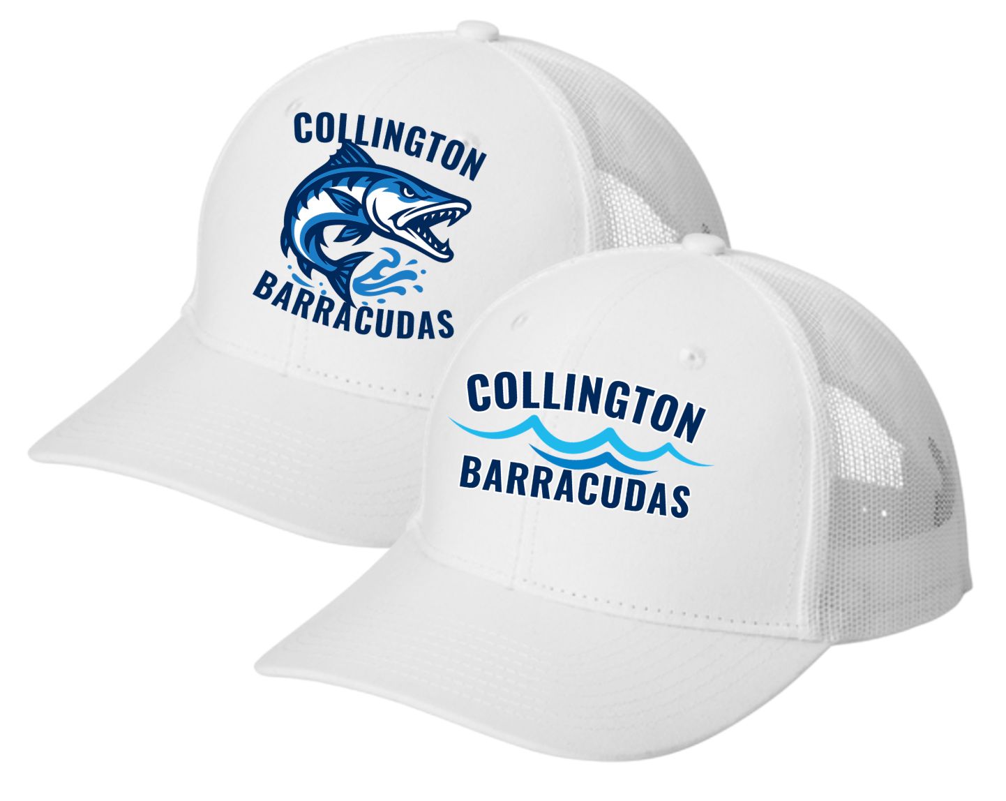Collington Barracudas Embroidered Snapback Trucker Cap Hat- WHITE
