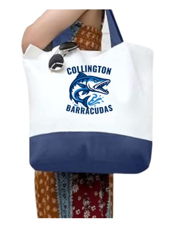 Collington Barracudas Custom Canvas Tote Bag - White & Navy Collington Barracudas Custom Canvas Tote Bag - White & Navy
