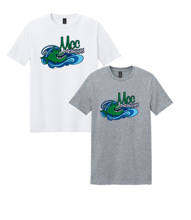 ​Meadowbrook MCC Piranhas Team T-Shirt - Sport Grey or White - Youth & Adult - NEW DESIGN