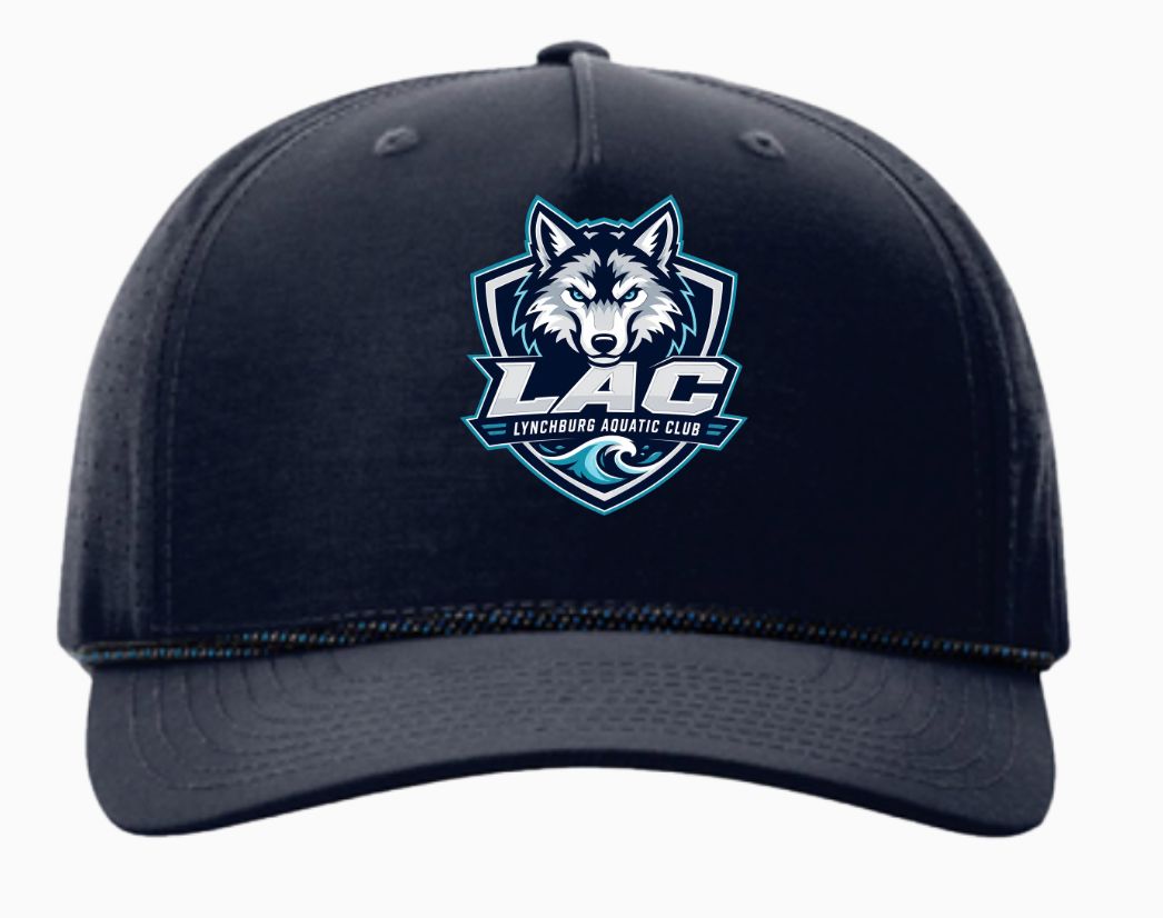LAC Lynchburg Aquatic Club Embroidered Performance Rope Cap Hat LAC Lynchburg Aquatic Club Embroidered Performance Rope Cap Hat