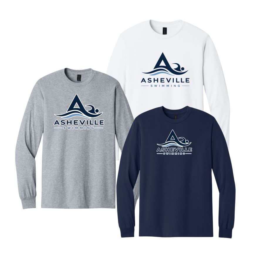 Asheville Swimming Team LONG Sleeve T-Shirt - Navy, White or Grey - Youth & Adult Sizes