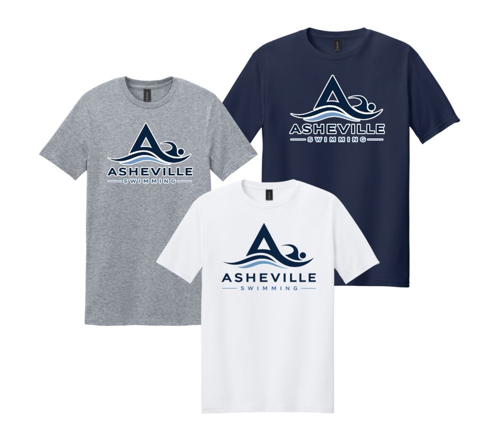 Asheville Swimming Team SHORT Sleeve T-Shirt - White, Navy or Grey