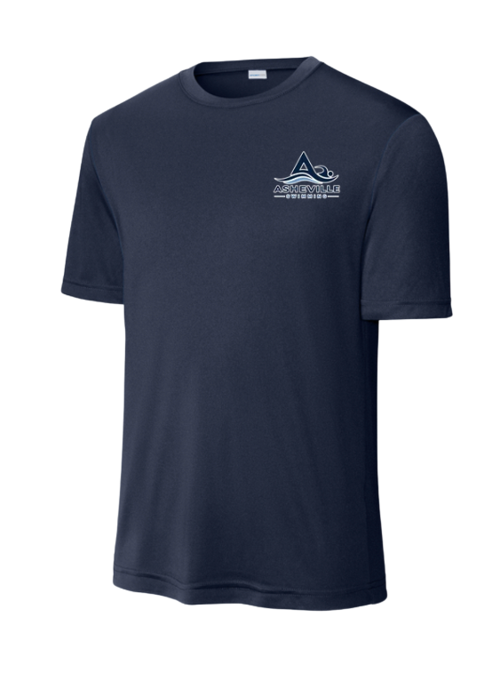 Asheville Swimming Team Moisture Wick Tee -White or Navy  - YOUTH