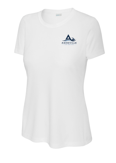 Asheville Swimming Ladies Moisture Wick Tee - White, Navy, Aqua or Grey Concrete - Adult LADIES