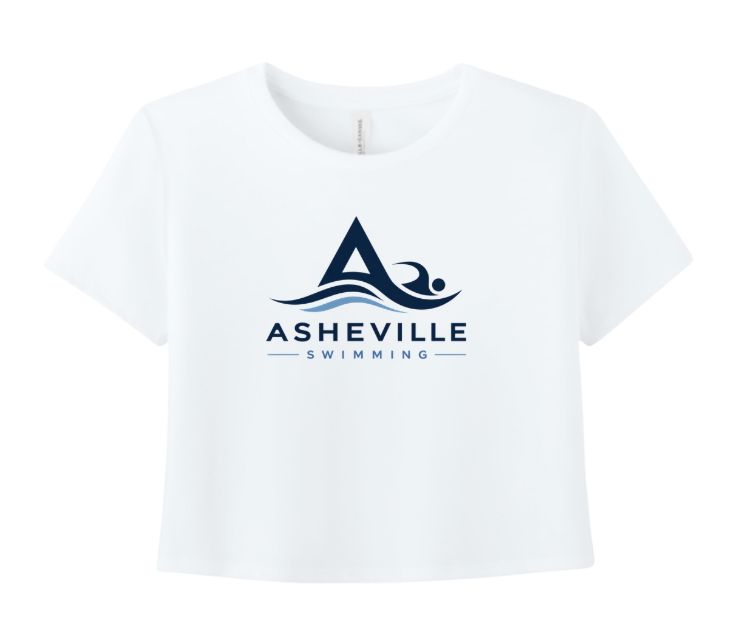 Asheville Swimming Ladies Team CROPPED T-Shirt - White - Adult Ladies