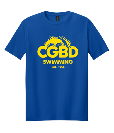 CGBD Swimming Team SHORT Sleeve T-Shirt - White, Royal, Heather Royal or Daisy