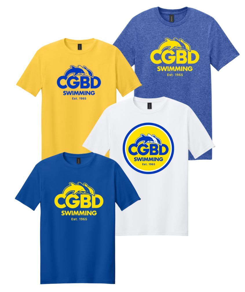 CGBD Swimming Team SHORT Sleeve T-Shirt - White, Royal, Heather Royal or Daisy CGBD Swimming Team SHORT Sleeve T-Shirt - White, Royal, Heather Royal or Daisy