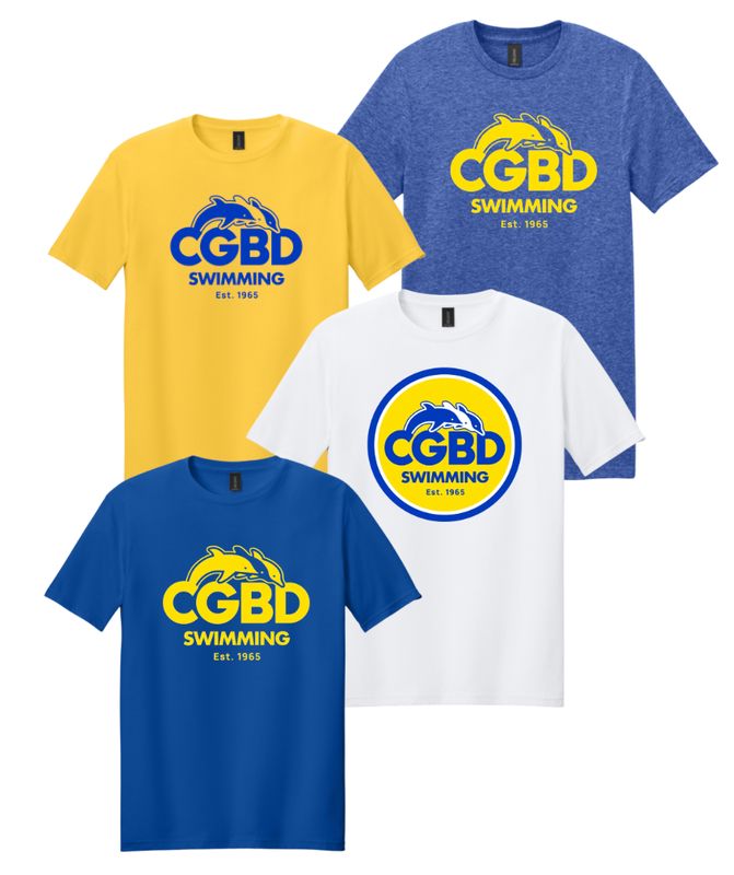 CGBD Swimming Team SHORT Sleeve T-Shirt - White, Royal, Heather Royal or Daisy CGBD Swimming Team SHORT Sleeve T-Shirt - White, Royal, Heather Royal or Daisy