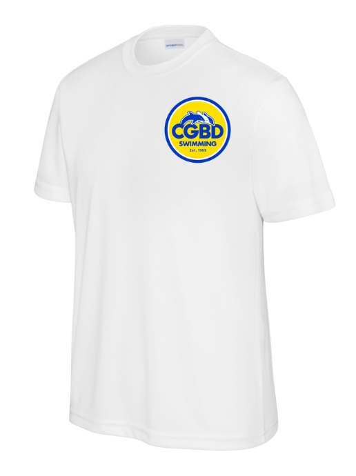 CGBD Swimming Team Moisture Wick Tee -White or Royal - YOUTH