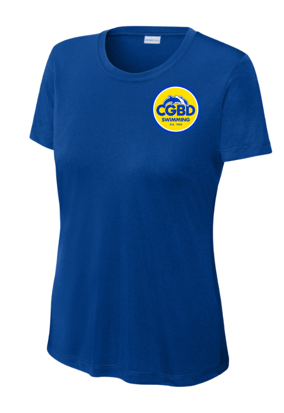 CGBD Swimming Ladies Moisture Wick Tee - White or Royal - Adult LADIES