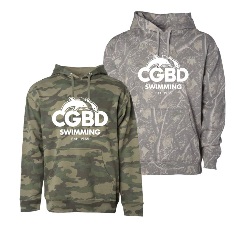 CGBD Swimming Team Hooded Sweatshirt - CAMO - Youth & Adult Sizes CGBD Swimming Team Hooded Sweatshirt - CAMO - Youth & Adult Sizes